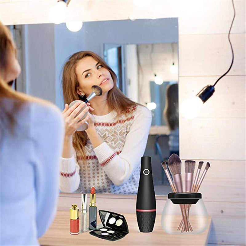 Nom du produit : Nettoyant électrique pour pinceaux de maquillage – Rechargeable, Noir