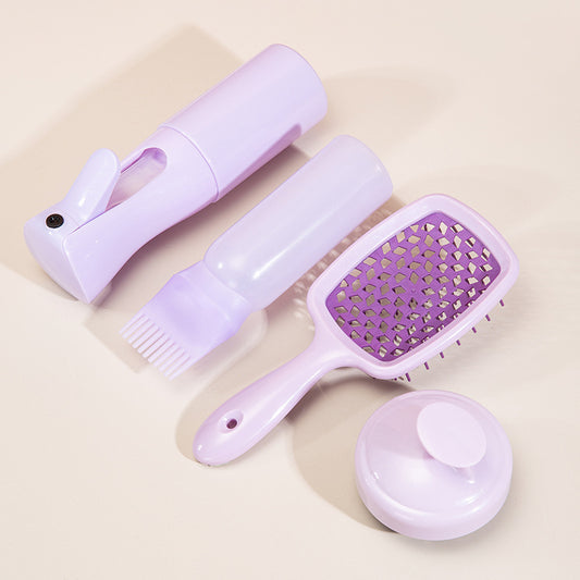High Pressure Spray Bottle Cleaning Silicone Shampoo Brush Hollow Comb Hair Care Hair Dyeing Comb Suit