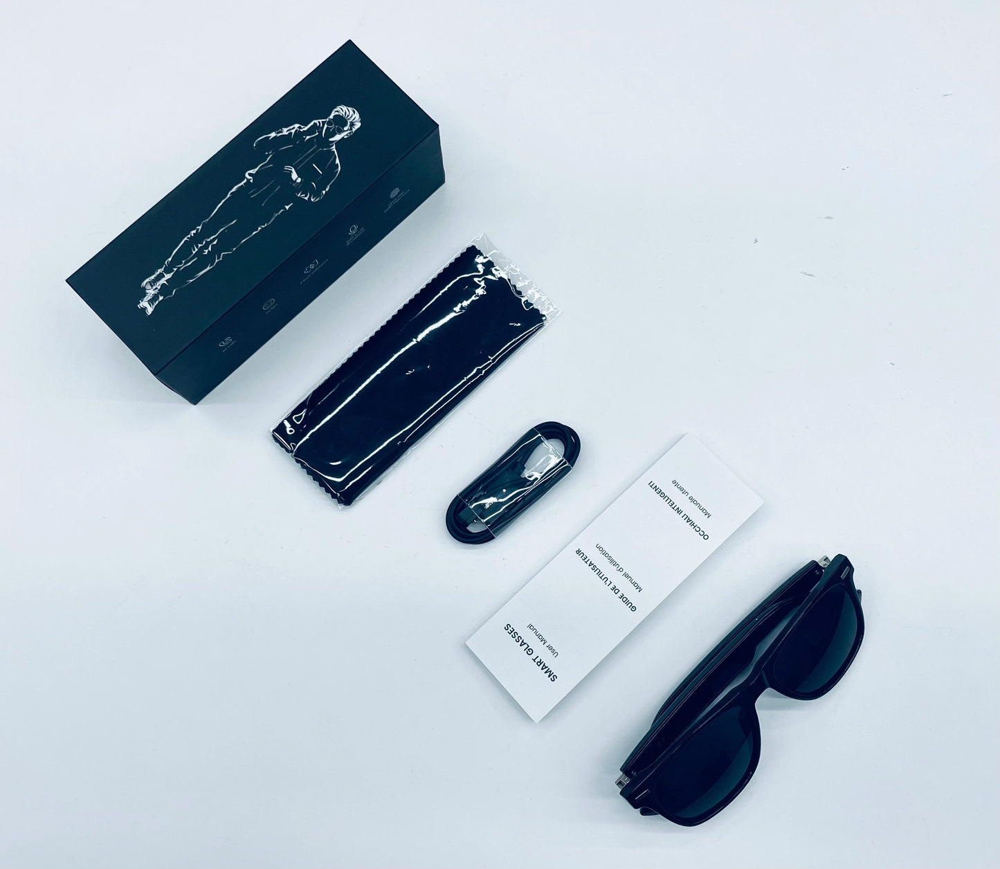 Lunettes Intelligentes avec Caméra, Commande Tactile, Appels Bluetooth, Musique Stéréo, Microphone et Assistant Vocal AI pour Téléphones Android et iOS