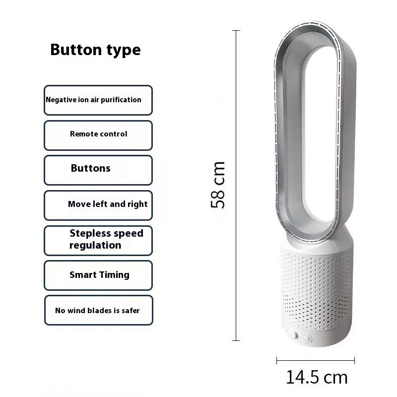 Anion Air Purification Fan Indoor Home Fan-free Blade Air Circulator Touch Screen Button