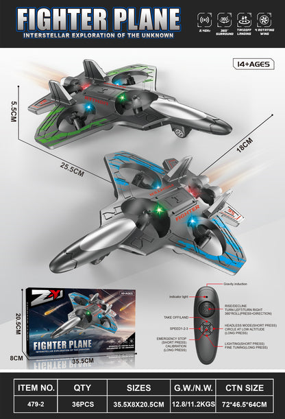 Drone Quadricoptère en Mousse Antichoc avec Lumières LED Colorées et Contrôle par Gravité