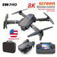 2025 E88 Pro Mini Drone With Screen Control 4K Dual Camera Optical Flow Positioning LED Lighting Remote Control