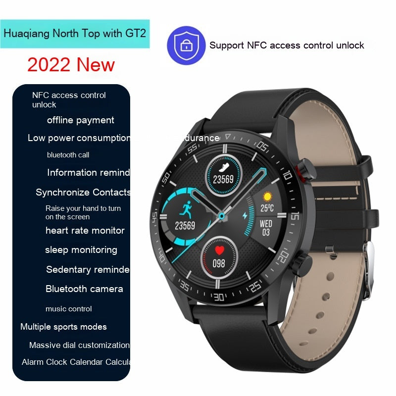 GT2 Smart Watch NFC Contrôle d'accès Bluetooth Sports Surveillance étanche Fréquence cardiaque Commande externe transfrontalière