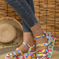 Women's Colorful Peep Toe Buckle Sandals