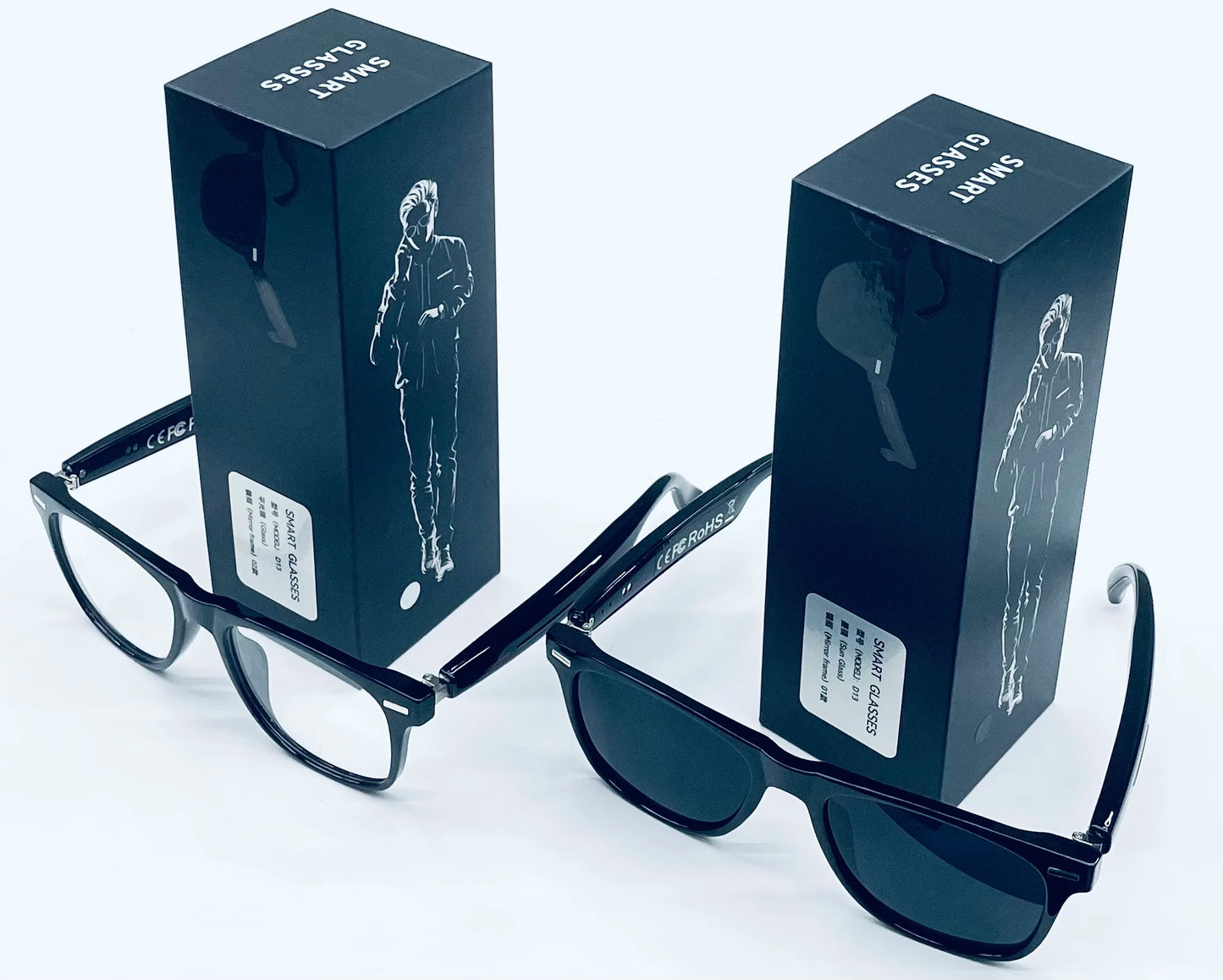 Lunettes Intelligentes avec Caméra, Commande Tactile, Appels Bluetooth, Musique Stéréo, Microphone et Assistant Vocal AI pour Téléphones Android et iOS