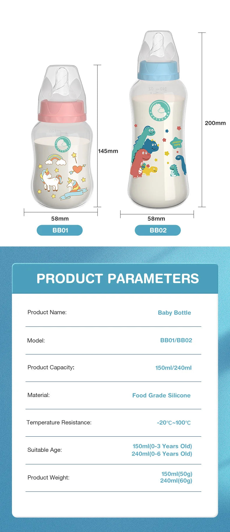 150/240ML Baby PP Bottle with Gravity Ball Newborn Baby Bottle with Handle Milk Bottle Baby Bottles Newborn Feeding Supplies