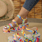 Women's Colorful Peep Toe Buckle Sandals