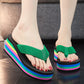 Women's Summer Platform Wedge Flip-flops Foam Rainbow Statement Sandals