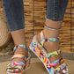 Women's Colorful Peep Toe Buckle Sandals