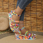 Women's Colorful Peep Toe Buckle Sandals